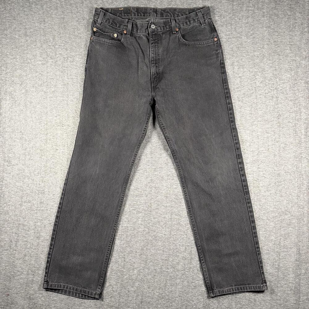 Levi's 505 Jeans Mens 36x30 Washed Black Regular Classic Fit Straight Leg Denim